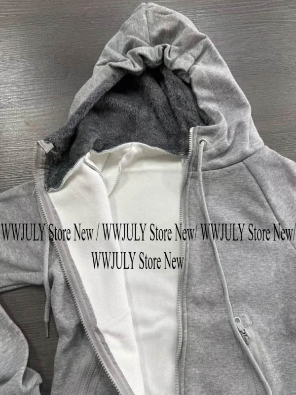 American Style Vintage Wool Zipper Design Sweater Casual Slim Fit Hoodie - Image 4