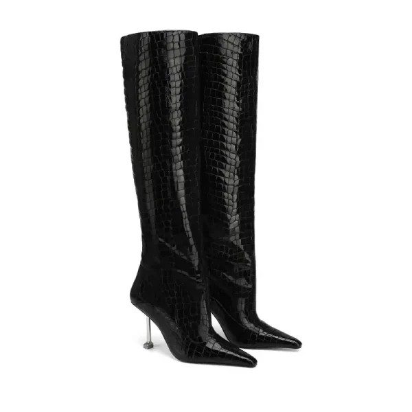 Women's Autumn and Winter New Slim High Heels Knee High Women's Boots - Image 3