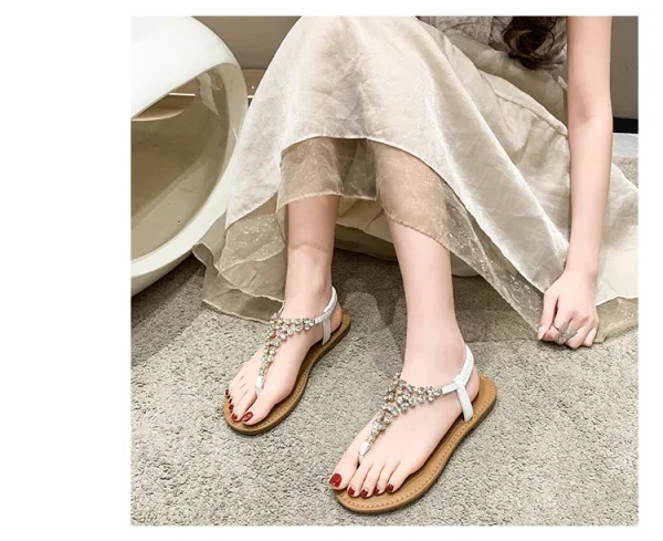 Summer New Flat Transparent Rhinestones Pin toe Women's Sandals - Image 8