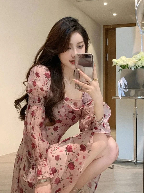 Summer Sweet Elegant Short Party Dress Korean Fashion Floral Mini Dress - Image 3