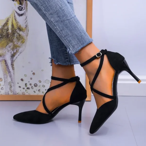 Women's High-heeled Sandals, New Pointy Stilettos Fashion Sexy Cross-strap - Image 3