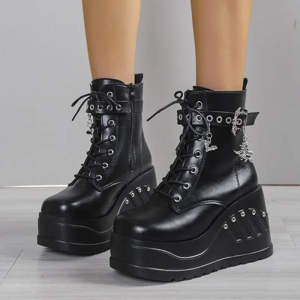 Boots for Women Fashion Hot Sale Punk Goth Platform Heels Wedge Women's Boots - Image 4