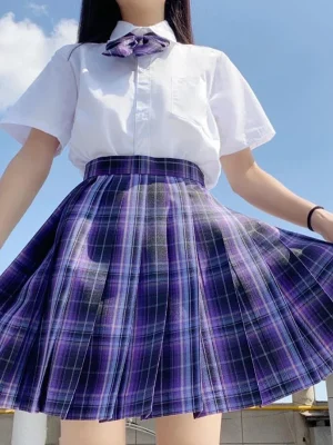 Women Pleated Skirt Bow Knot Summer High Waist Preppy Girls Dance Mini Skirt