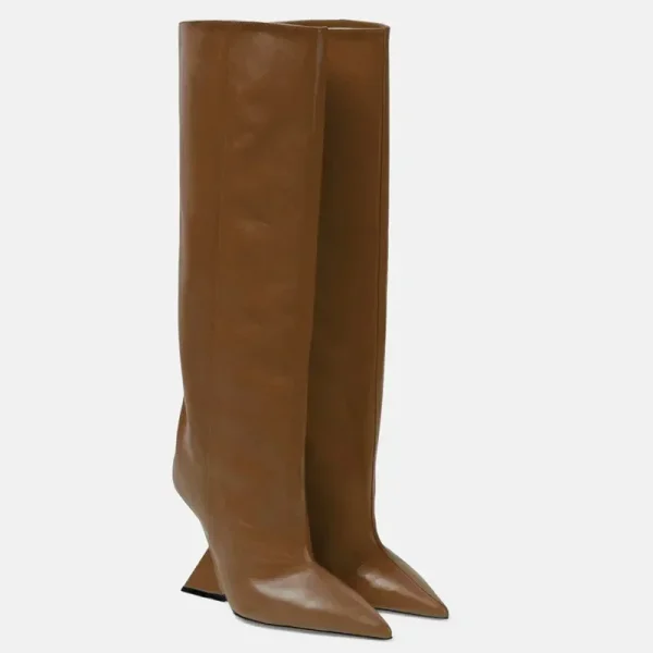 Women's Knee Length Boots Fashion Pointed Shaped High Heels Women's Large Sleeve Boots - Image 5