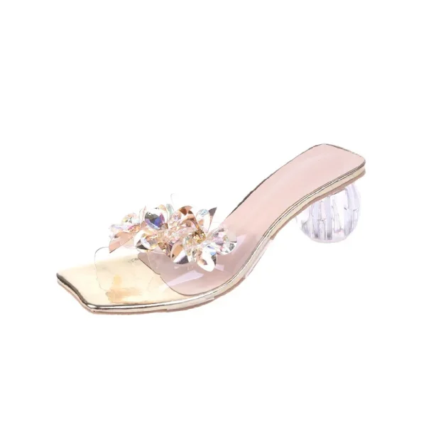 Summer Round Head Open Toe Fashion Transparent Sexy Flower Women's Slippers - Image 4