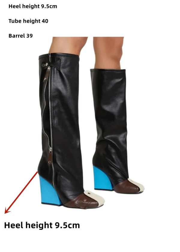 Women's Zipper Thick Sole Knee High Boots European and American Trend Nightclub Party Women's Boots - Image 8