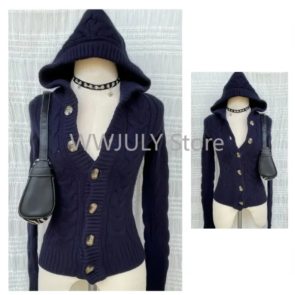 Korean Style Hooded Knitted Cardigan Design Aesthetics Casual Slim Fit - Image 4