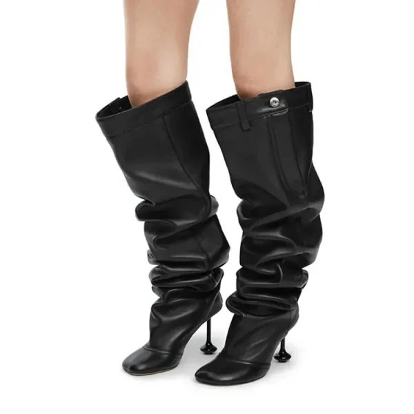 Pointed Knee Length Women's Boots Round Head Thin High Heels Autumn/Winter Women's Boots - Image 4