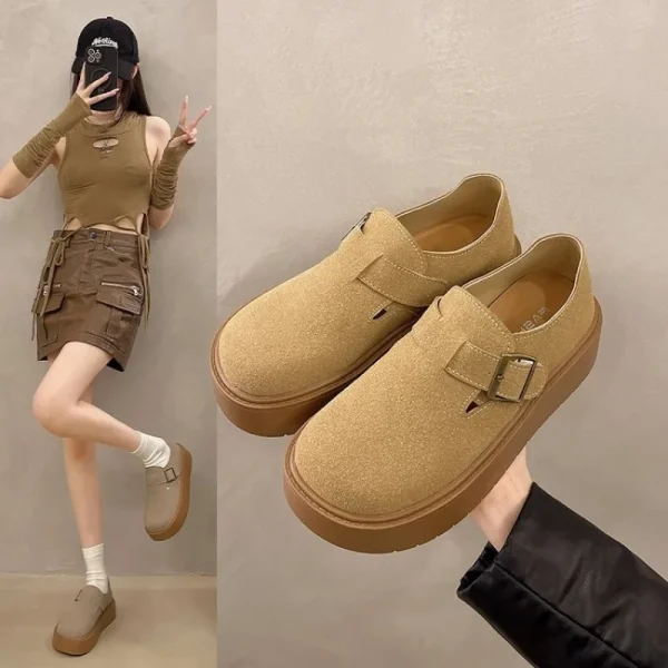 Women Flats Shoes Planform Designer Casual Shoes Autumn Buckle Loafers Shoes - Image 2