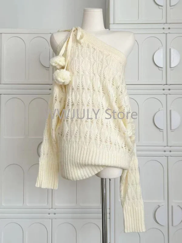 Winter Woman Korean Fashion Cute Core Sweet 2000s Sweater Elegant - Image 2