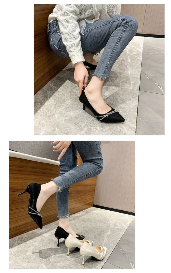 Women's Fashion Black Professional High Heels Pointy Skinny Heels - Image 10