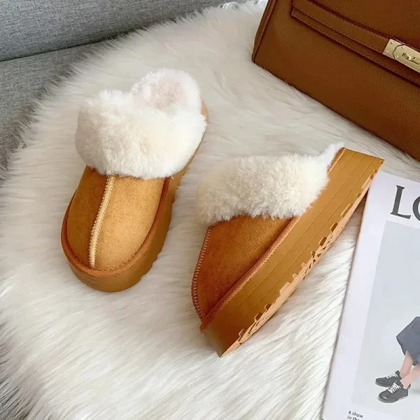 Fur Slippers Women Winter Plush Sandals Luxury Slip on Platform Slides Female - Image 5