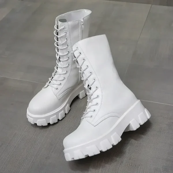 Winter Shoes Women White Boots Autumn Fashion PU Leather Platform Gothic Boots - Image 3