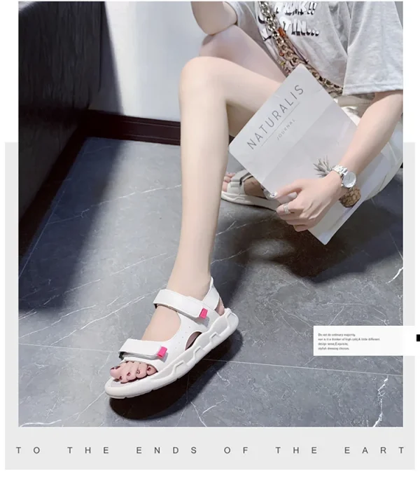 Women's Summer 2025 New Fashion Casual Flat Soft Leather Soft Sole Beach Women's Shoes - Image 10