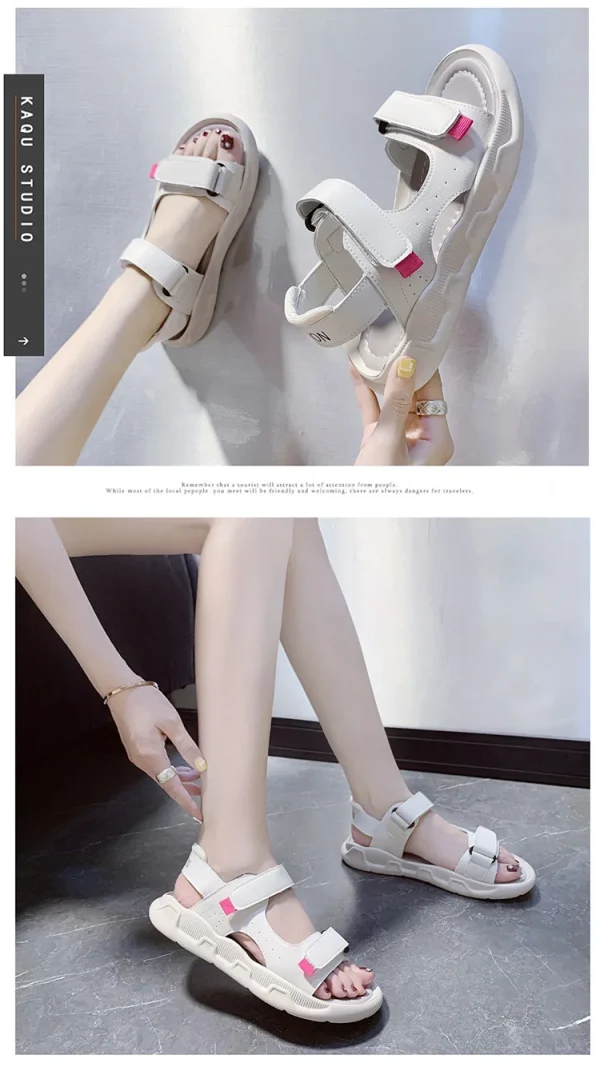 Women's Summer 2025 New Fashion Casual Flat Soft Leather Soft Sole Beach Women's Shoes - Image 8