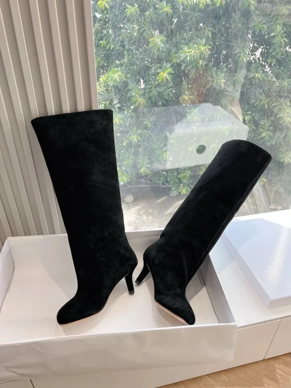 Low Heel Mid Leg Knee High Women's Boots, Fashionable Runway Square Toe Sleeve Large Boots - Image 18