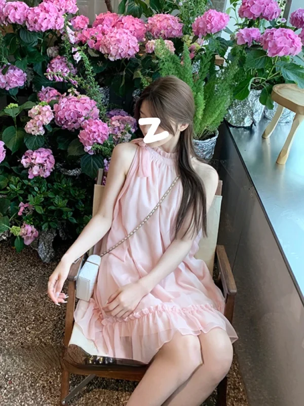 Sweet Pink Y2k Mini Dress Party Women Casual Sleeveless Elegant Dress - Image 6