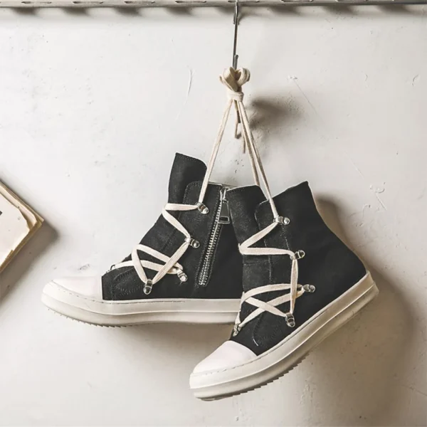 Women Sneakers High Top Cross Tied Men's Casual Shoes Leisure Brand Designed Lace Up - Image 2