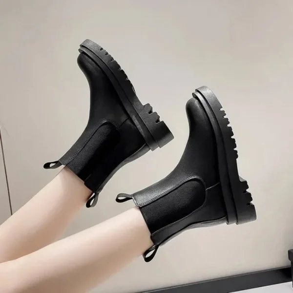 Winter Knight Boots Women Knee High Long Square Heel Boots Retro Thick Motorcycle Boots - Image 5