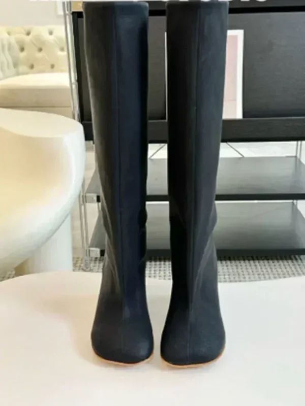 Heel Knee High Women's Boots Round Toe Fashionable Plus Size Women's Long Boots Knight Boots - Image 6