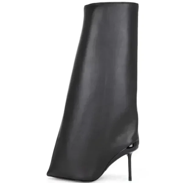 Women's  Genuine Leather Knee Length Women's Boots Fashion Slender Heel Sleeve Show Fashion Mid Sleeve Women's Boots - Image 2