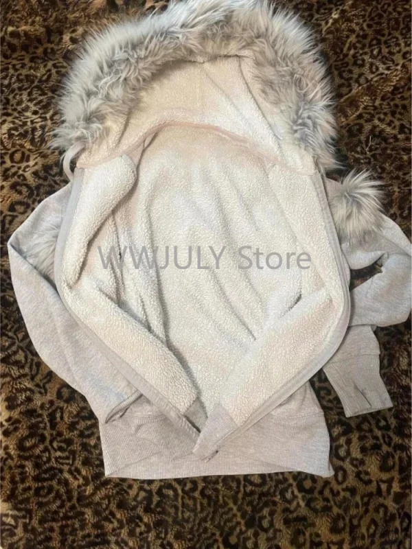 Sweatshirts Coat Women's Clothing Furry Hooded Zip Up - Image 5