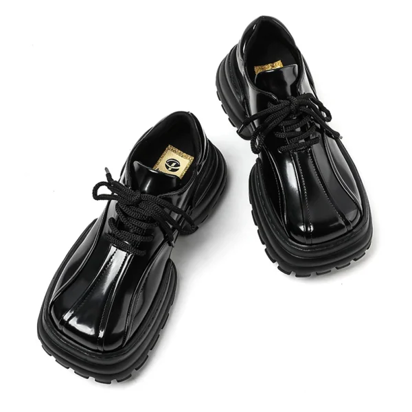 Women Platform Shoes Spring New Black Thick-soled Ladies Sneakers Genuine Leather - Image 2