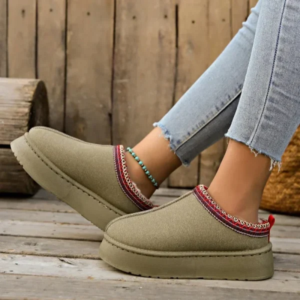 Women's Wool Slippers Warm Platform Wool Low-top Snow Boots Slippers Women's Outdoor - Image 5