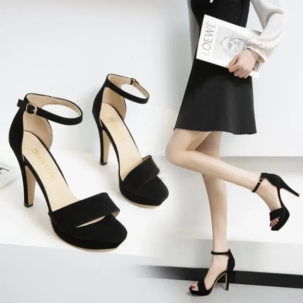 High-heeled women's sandals open toe platform fashion casual solid sandals - Image 3