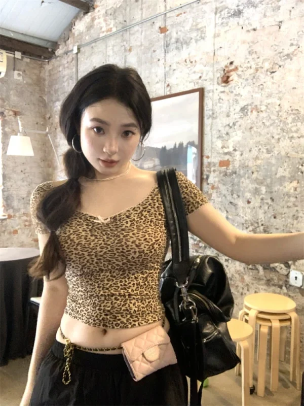 Basic Outwear Vintage T-shirt Korean Fashion Casual Sexy Backless Tops Chic - Image 2