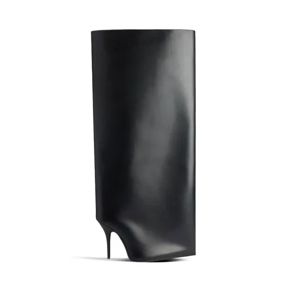 Women's  Genuine Leather Knee Length Women's Boots Fashion Slender Heel Sleeve Show Fashion Mid Sleeve Women's Boots - Image 5