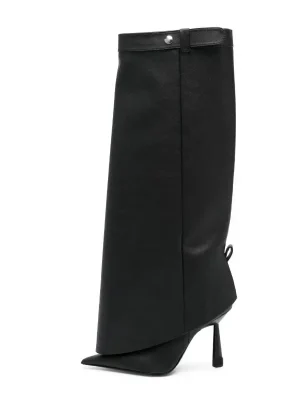 Winter New Belt Buckle Women’s Knee High Boots European and American Pointed Slim High Heels