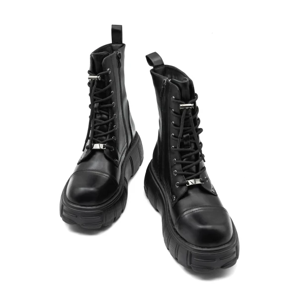 Women Platform Ankle Boots Female's Rock Round Toe Lace Up Fashion Retro - Image 4