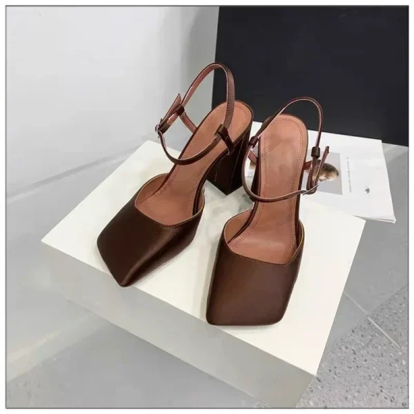 Women's Water Diamond Sandals Square Head Thick High Heels Banquet Party Fashion Women's Sexy Sandals - Image 4