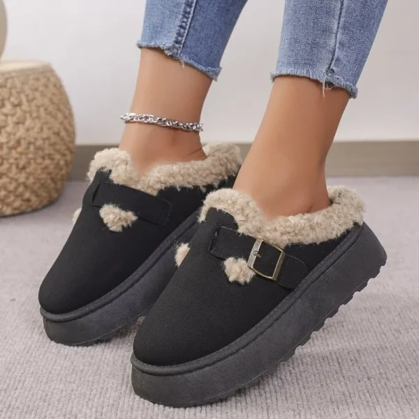 Women's Shoes Slip-on Women's Boots Winter Round Toe Solid Color Suede Plush Warm - Image 2