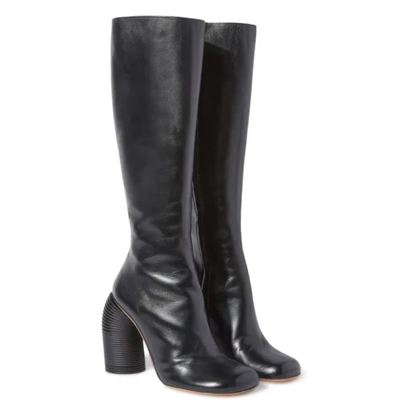 Women's Irregular High Heel Knee Long Boots Fashion Round Head Side Zipper Women's - Image 3