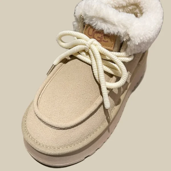 Lace-up Thick Soled Soft Fur One Snow Boots for Women Increase and Cashmere Warm Cotton Shoes - Image 4