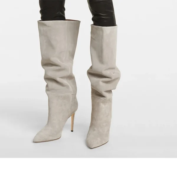 Women's Autumn and Winter New Suede Knee-length Boots Pointy Thin High-heeled Boots - Image 10