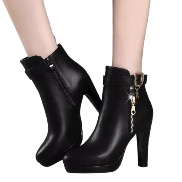 Fashion Women's Boots Autumn and Winter Ankle Boots Women's Round Toe Thin Heel - Image 5