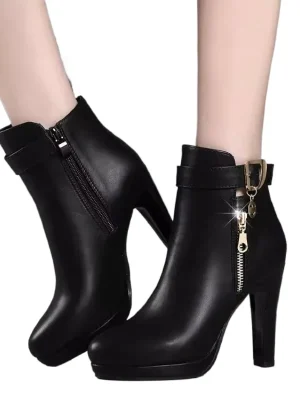 Fashion Women’s Boots Autumn and Winter Ankle Boots Women’s Round Toe Thin Heel