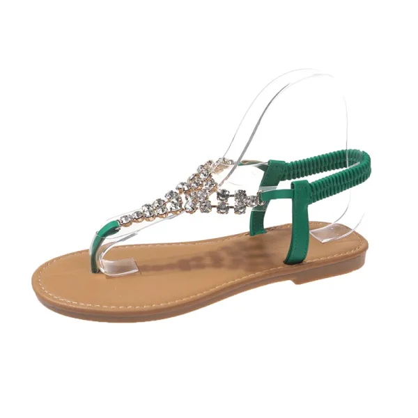 Summer New Flat Transparent Rhinestones Pin toe Women's Sandals - Image 5