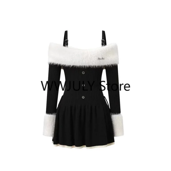 Mini Dress Woman Short Party Black Knitted Dress Slim Sexy One Piece Dress - Image 6