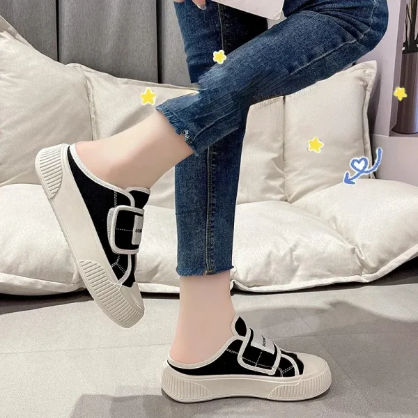 Korean Canvas Shoes Women's 2024 Autumn New Fashion Lightweight Thick Sole Comfortable Flat Shoes - Image 2