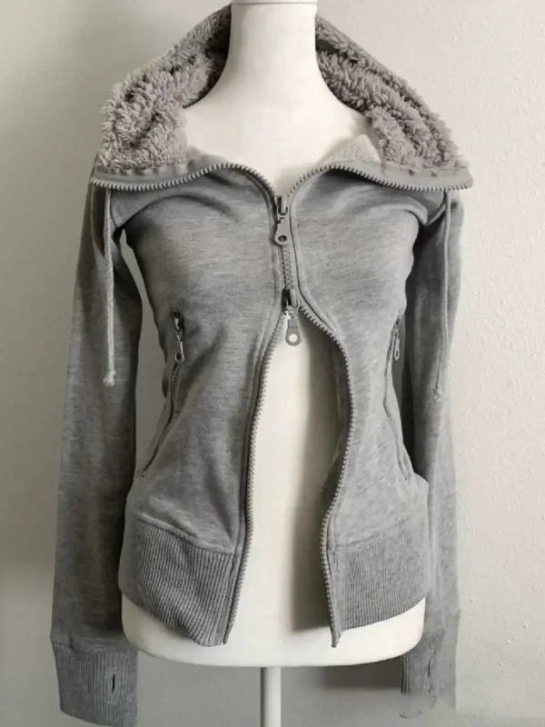 American Style Vintage Wool Zipper Design Sweater Casual Slim Fit Hoodie - Image 5