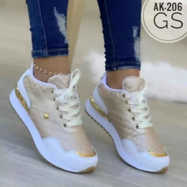 Women's Mesh Sneakers Patchwork Lace Up Flat Shoes for Women Lightweight