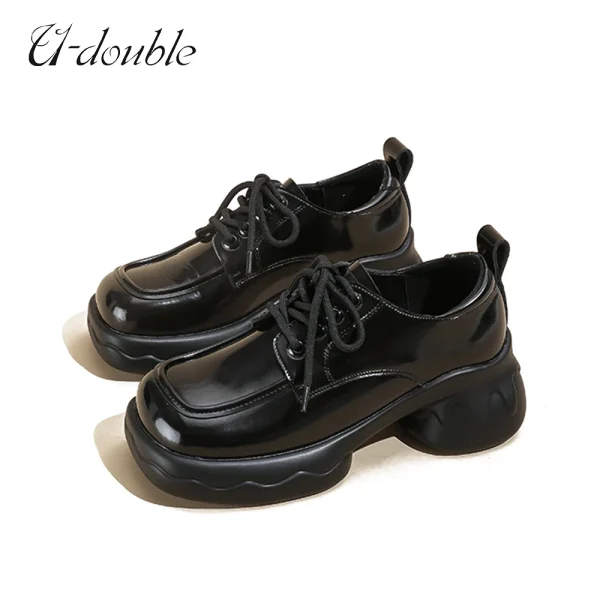 Women Genuine Cow Leather Platform Shoes Thick Sole Slip on Ladies Flats - Image 2