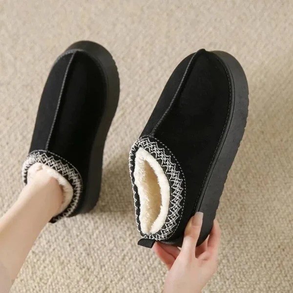 Women Ankle Snow Boots Women Winter In Fur Short Plush Warm Flats Slippers - Image 5