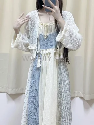 Tassel Patchwork Sleeveless Dress E-girls Korean Style Set Design