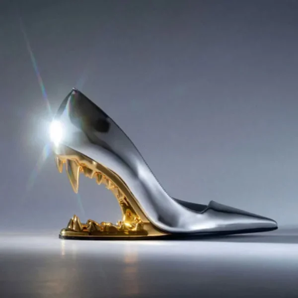 Women's Single Shoes Fashion Pointed Teeth Design High Heel Show Women's Shoes