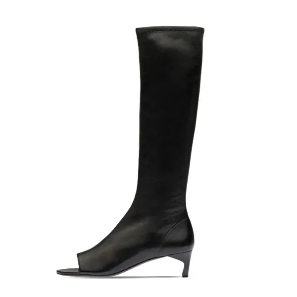 American Fish Mouth Clip Toe Mid Boot, Fashionable Thin High Heel Side Zipper Women's High Tube Cool Boot - Image 16